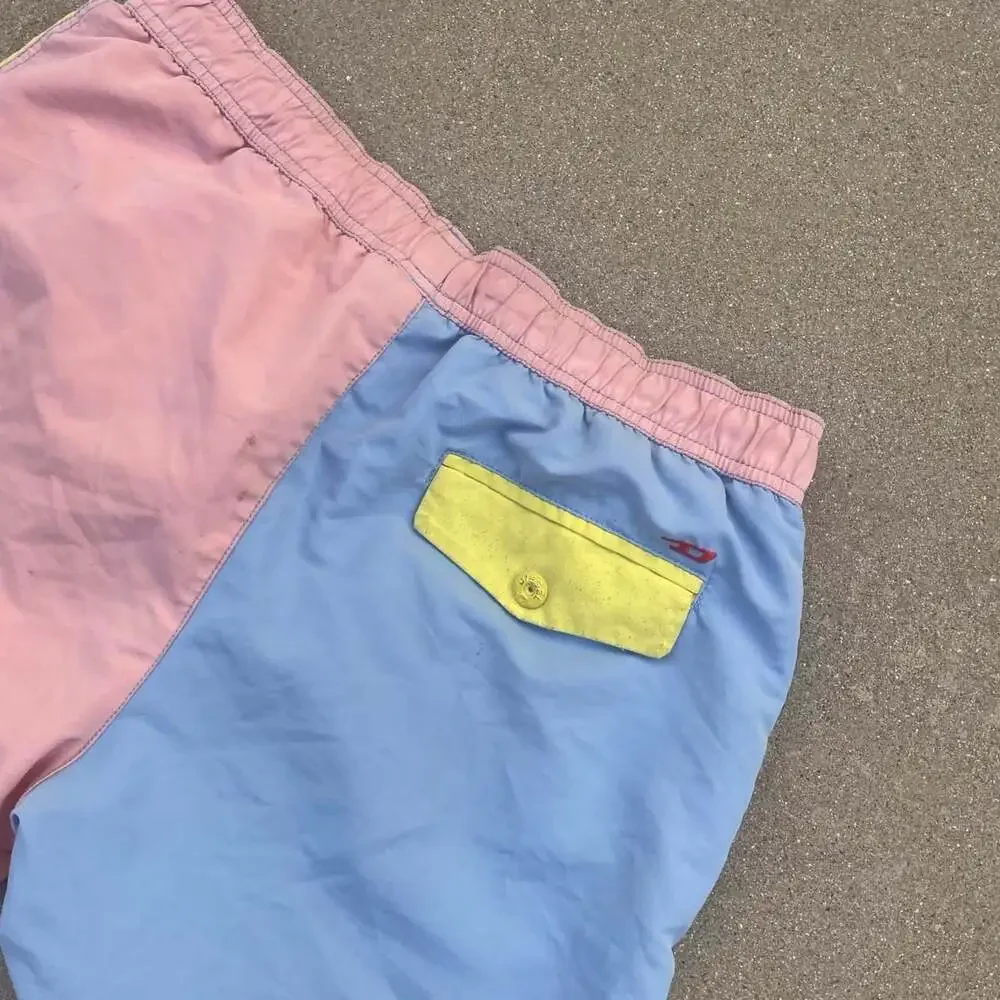 Diesel Colorblock Swim Shorts Men's Large Pastel Y2K
